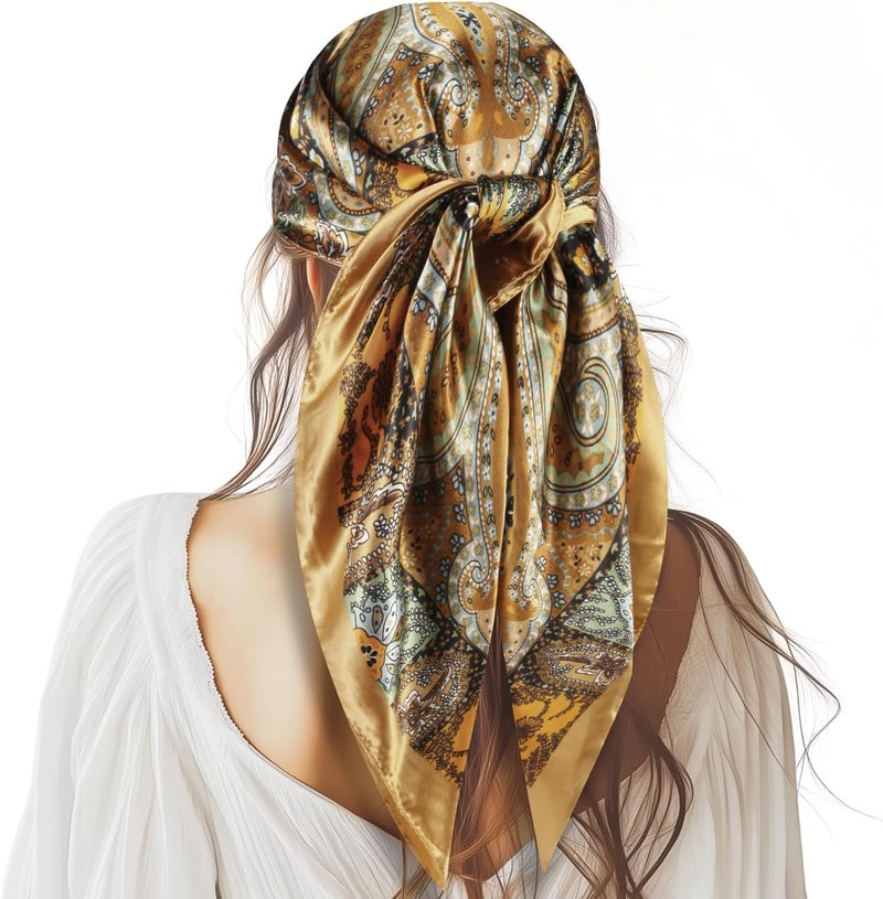 VBAEI 35” Large Square Satin Head Scarf - 1Pcs Satin Hair Scarf Silk Bandana Head Wraps For Women - Image 1